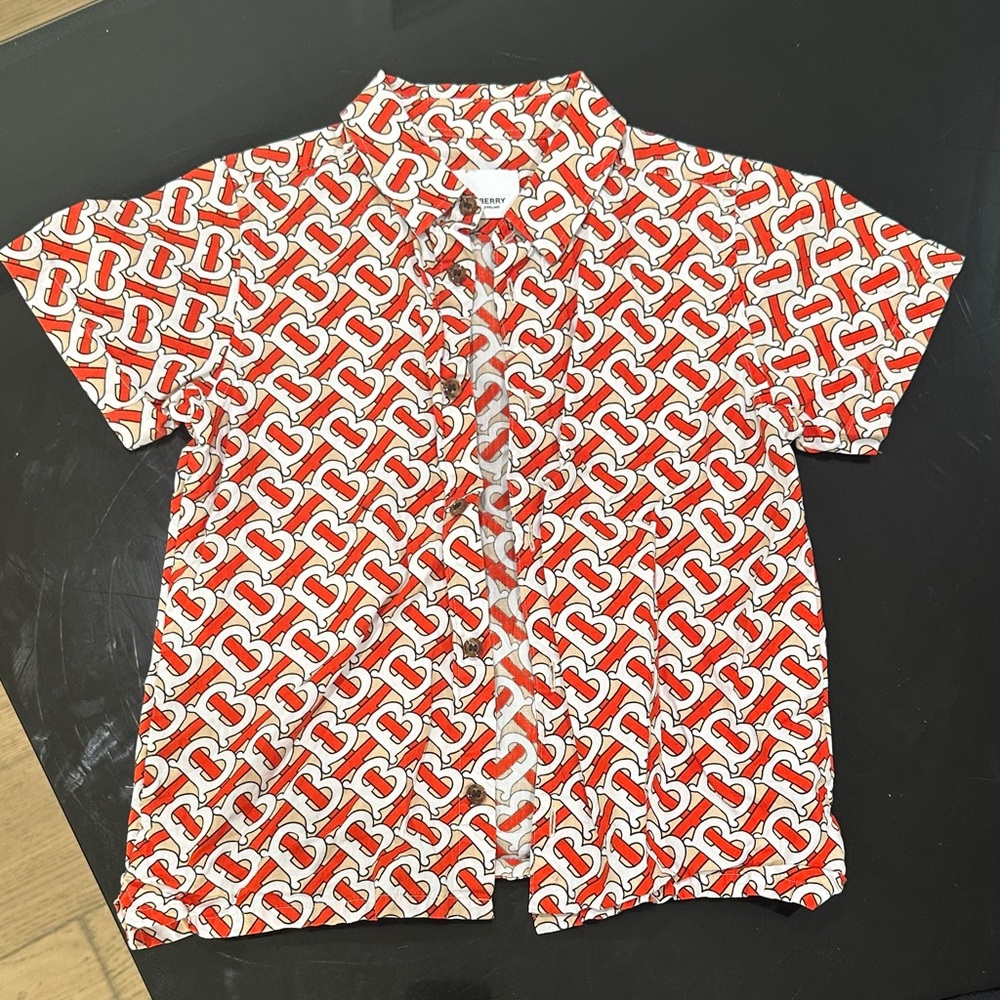 Burberry Red and White Kids Button Down Shirt